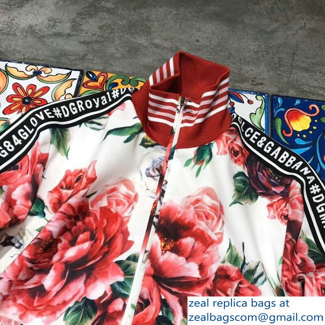 Dolce  &  Gabbana Logo Trim Floral Jacket And Pants Suit 2018